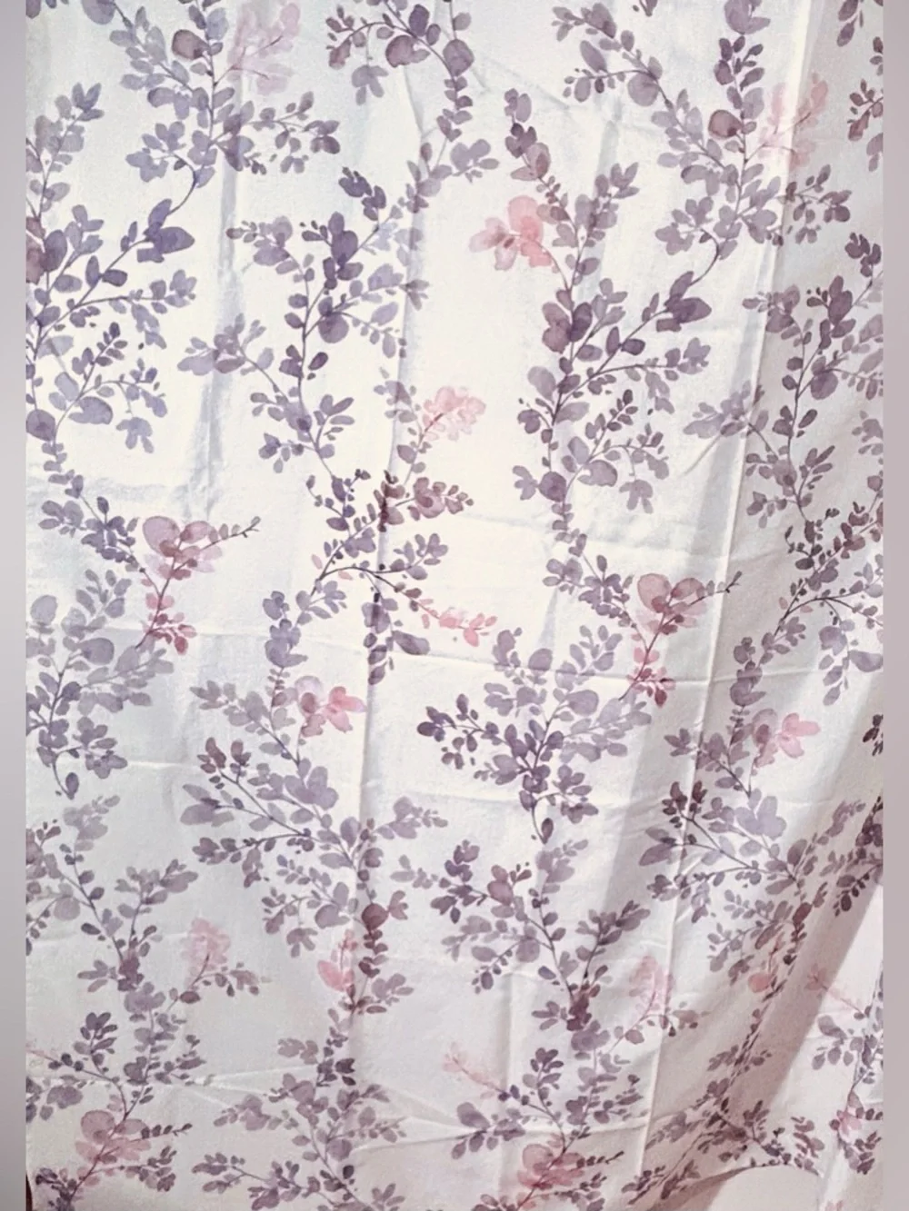 SKL Home Floral Leaves & Watercolor Gray and Pink Shower Curtain- 70x72